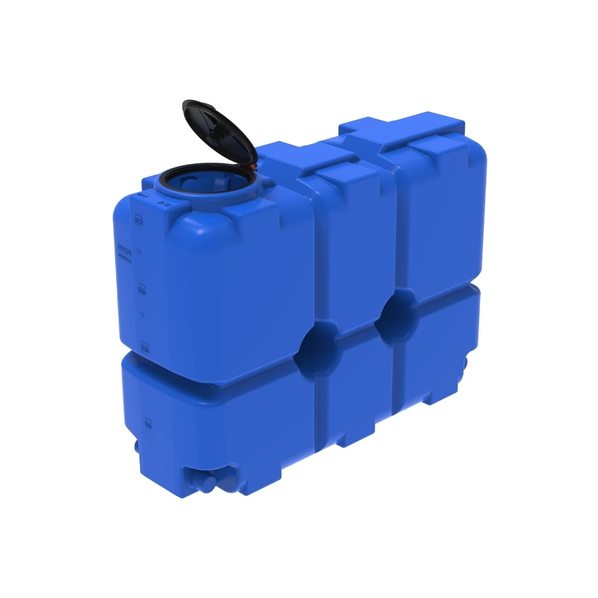 Емкость ST 2000 л New с 4 патрубками 100мм с откидной крышкой синяя