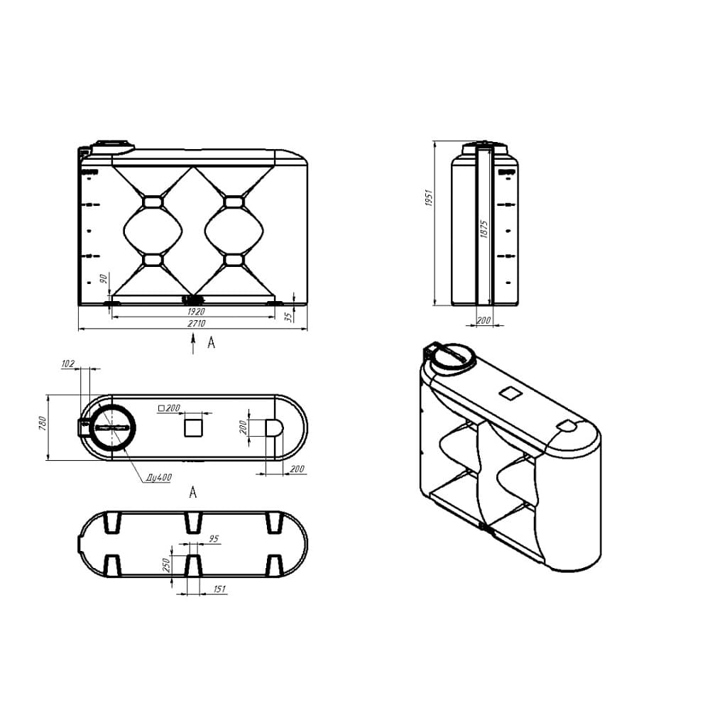 Емкость Экопром S 3000 л синяя — фото 2