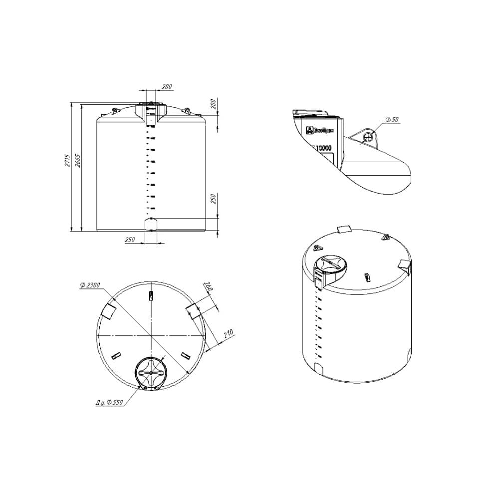 Емкость Экопром TOR 10000 л синяя — фото 2
