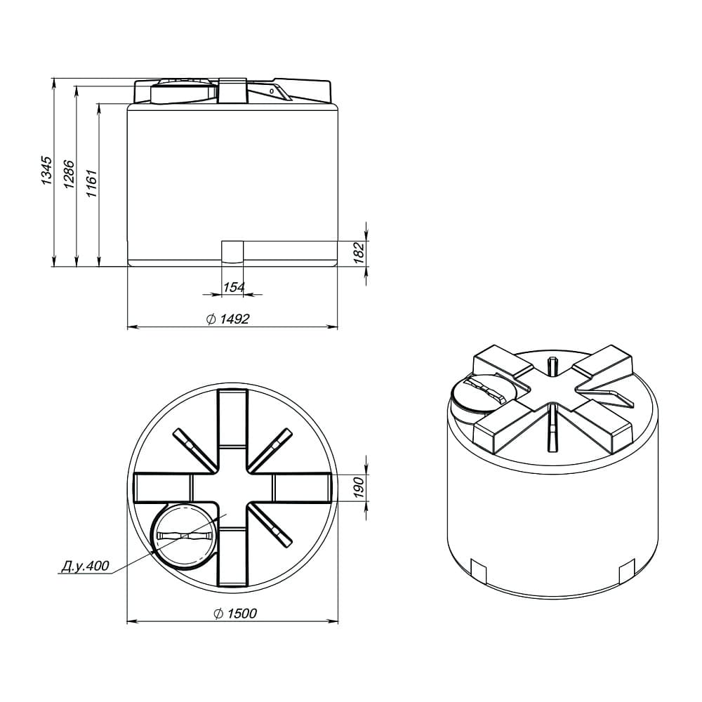 Емкость Экопром T 2000 л синяя — фото 2