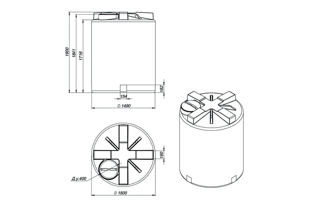 Емкость Экопром T 3000 л синяя — фото 2