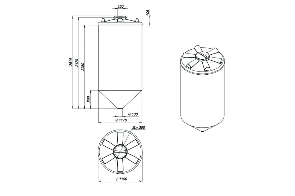 Емкость ФМ 2000 л белая — фото 2