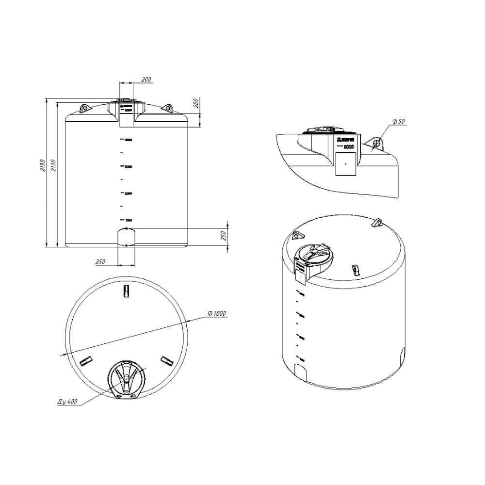 Емкость Экопром TOR 5000 л синяя — фото 2