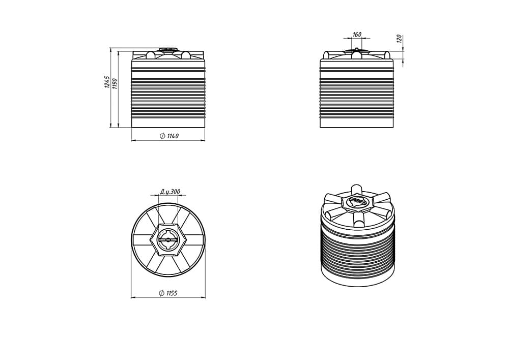 Емкость Экопром ЭВЛ 1000 л синяя — фото 2