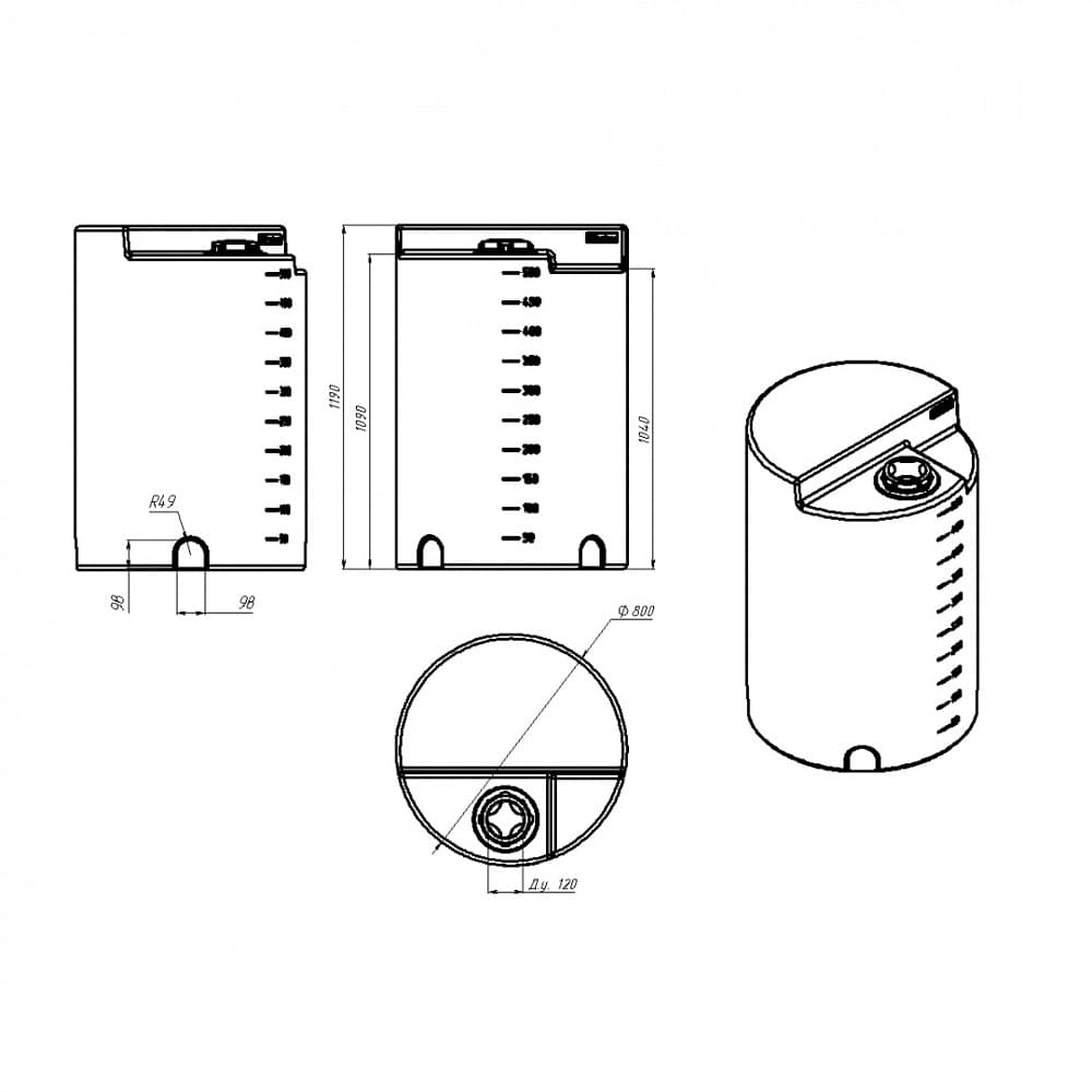 Емкость Экопром дозировочная 500 л под плотность до 1,3 г/см³ белая — фото 2
