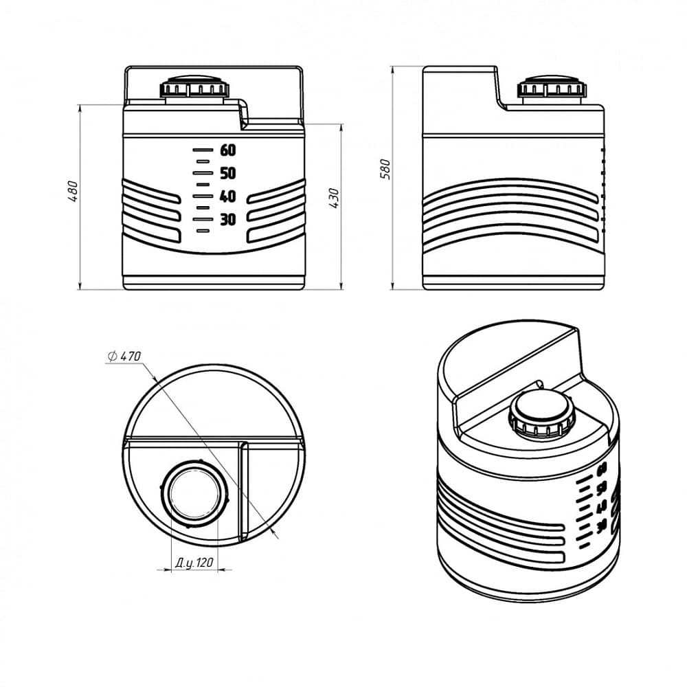 Емкость дозировочная 60 л под плотность до 1,3 г/см³ белая — фото 2