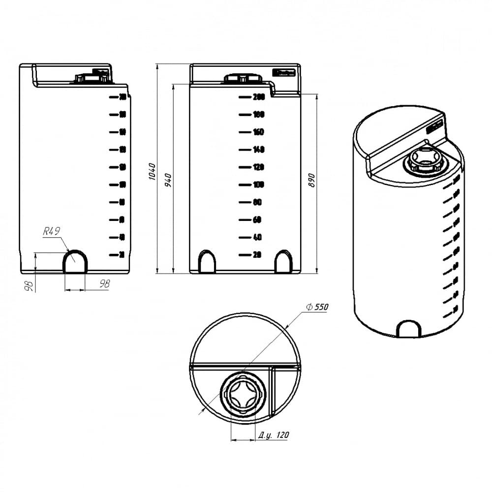 Емкость Экопром дозировочная 200 л белая — фото 2