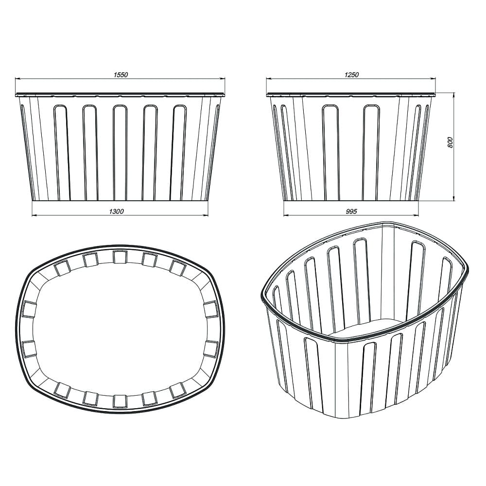 Ванна Экопром O 1000 л синяя — фото 2